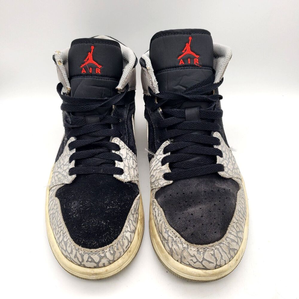 Nike Air Jordan 1 Mid Shoes Men Size 7.5 Elephant Print Black Gray DM1200-016 - Picture 4 of 9